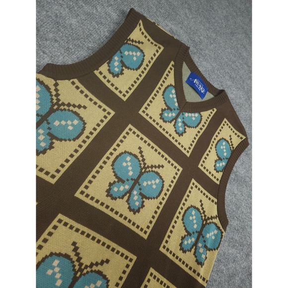 AWAKE NY Sweater Vest Adult Medium Knit Butterfly AOP Unisex Cotton Blend - Picture 3 of 10